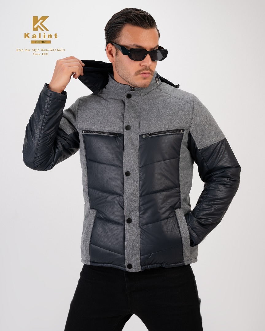 عکس کاپشن اسپورت دو رنگ تن مدل